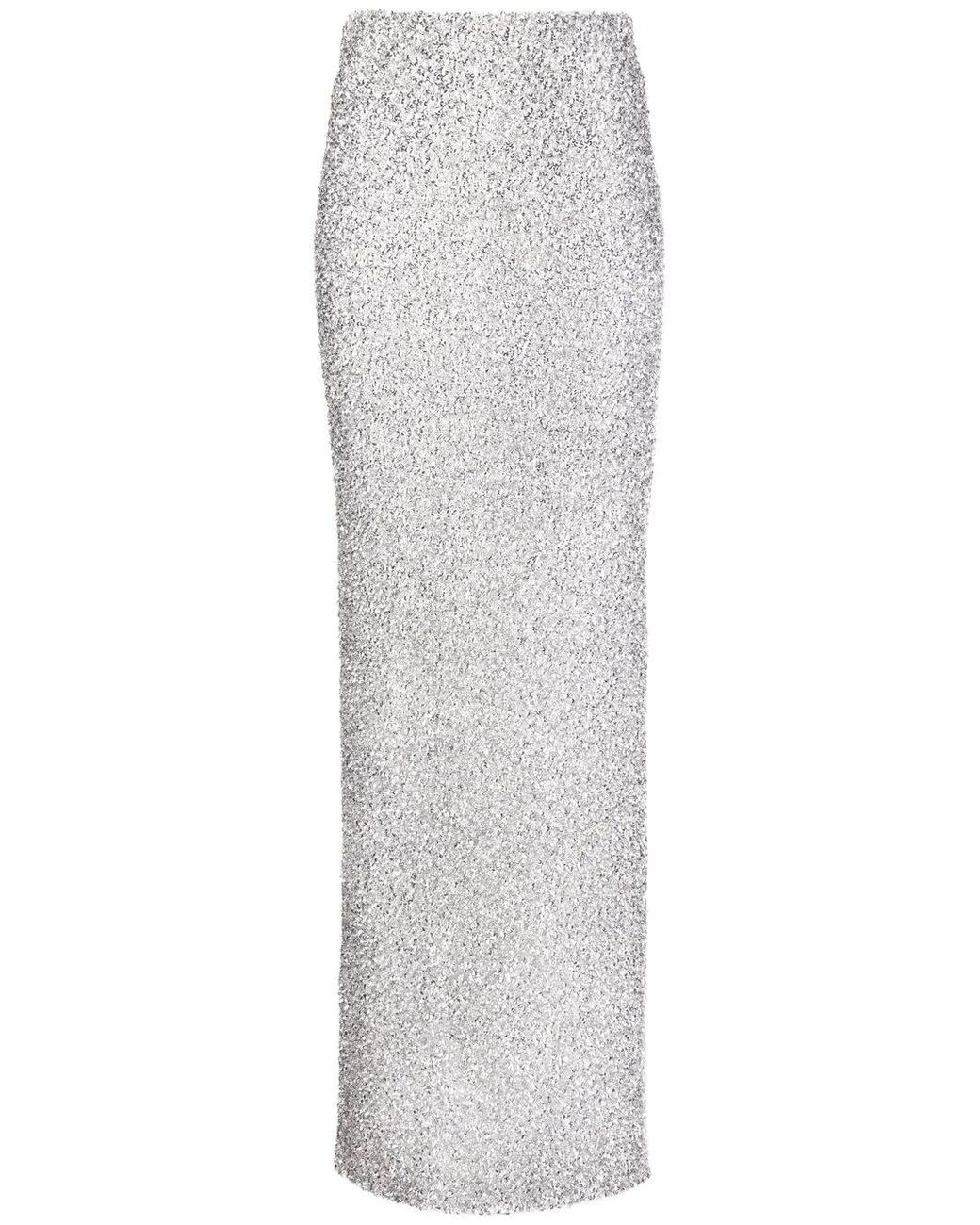 Coperni White Crystal-Embellished Maxi Skirt
