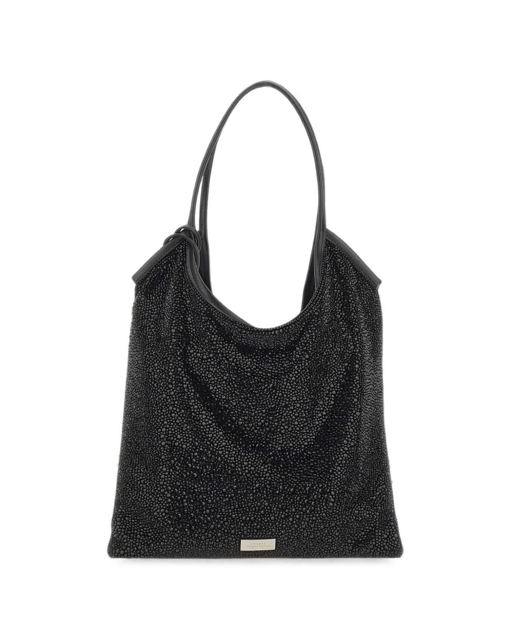 Twentyfourhaitch Black Nela Maxi Rhinestone-Embellished Tote Bag