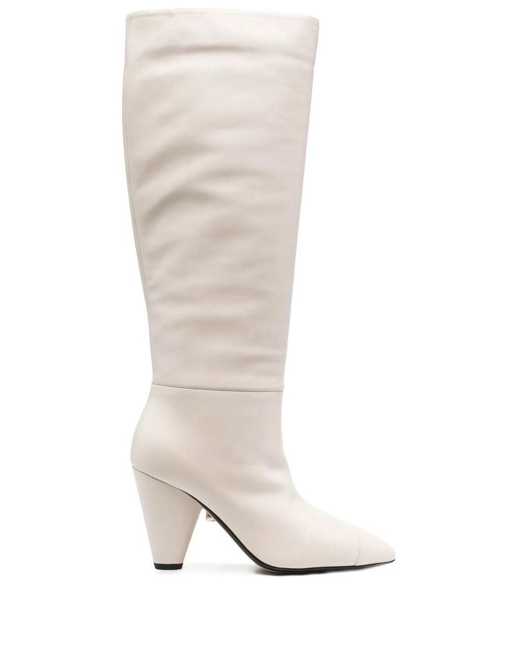 ALEVI White Knee-Length 100Mm Cone-Heel Boots