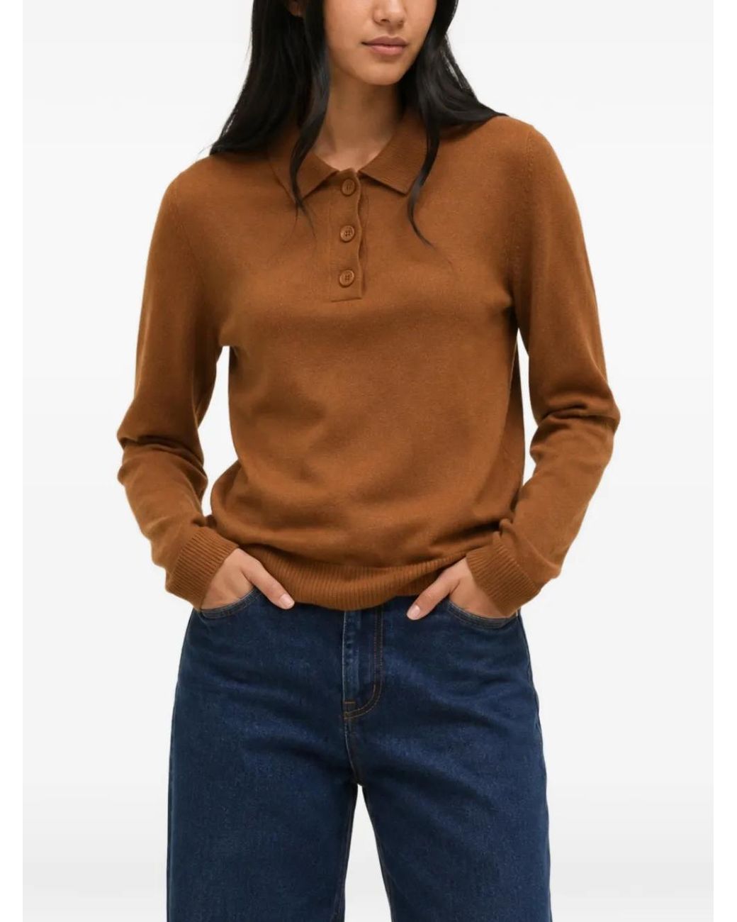 Chinti & Parker Brown Polo-Collar Sweater