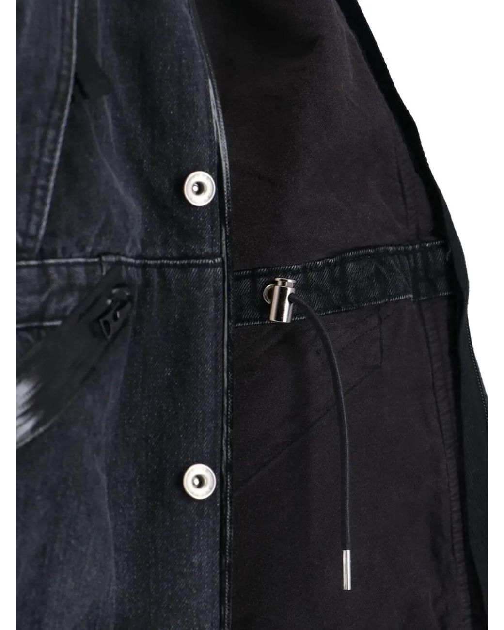 Sacai Black Zip Denim Jacket for men