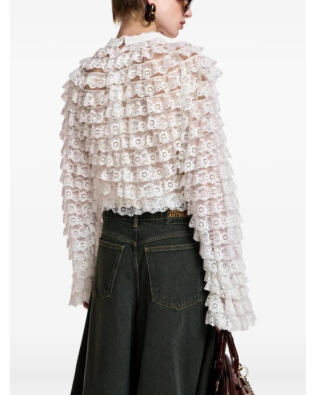 Essentiel Antwerp White Kashvi Ruffled Lace Blouse