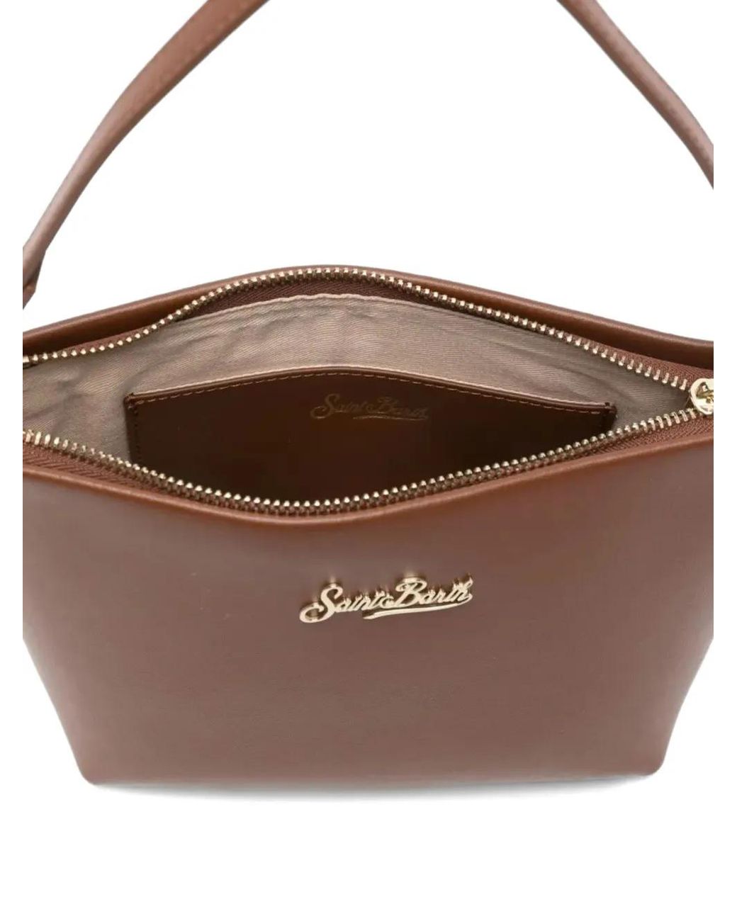 Mc2 Saint Barth Brown Aline Hammered Leather Tote Bag