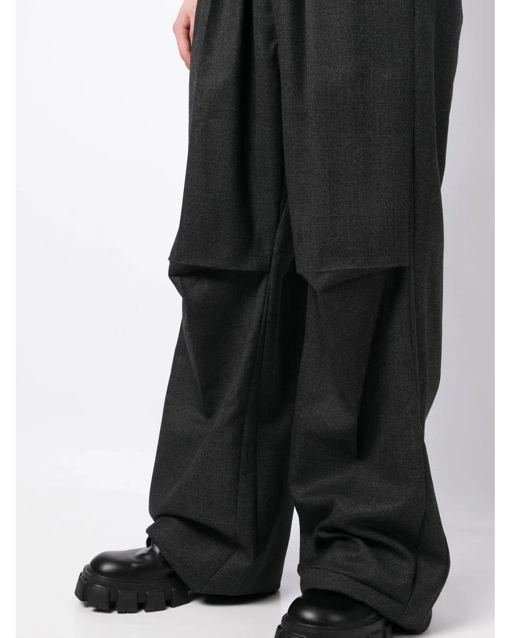 Raf Simons Black High-Waisted Wide-Leg Wool Trousers for men