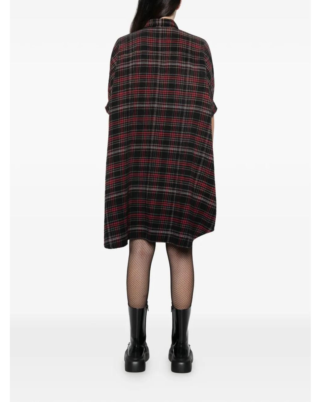 R13 Brown Plaid Oversized Mini Shirtdress