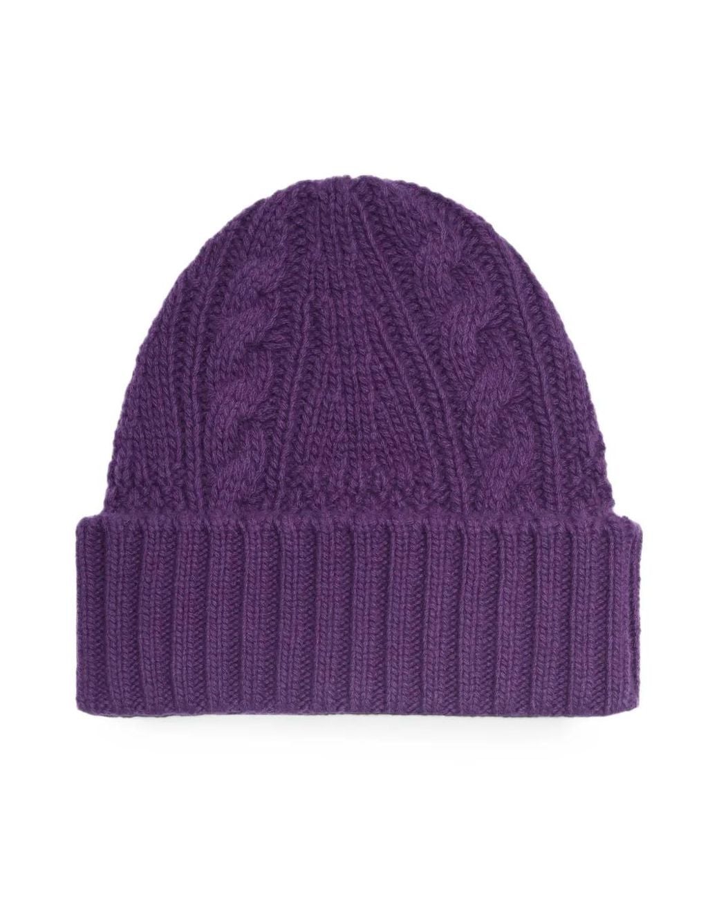 Bompard Purple Cable-Knit Cashmere Beanie Hat