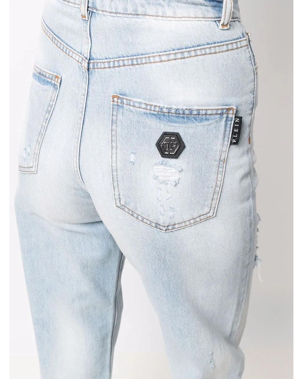 Philipp Plein Blue Palazzo-Cut High-Waist Jeans