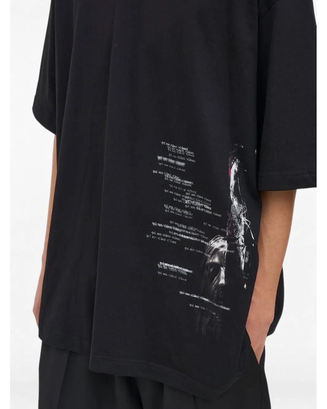 Isabel Benenato Black Graphic-Print Crew-Neck T-Shirt for men