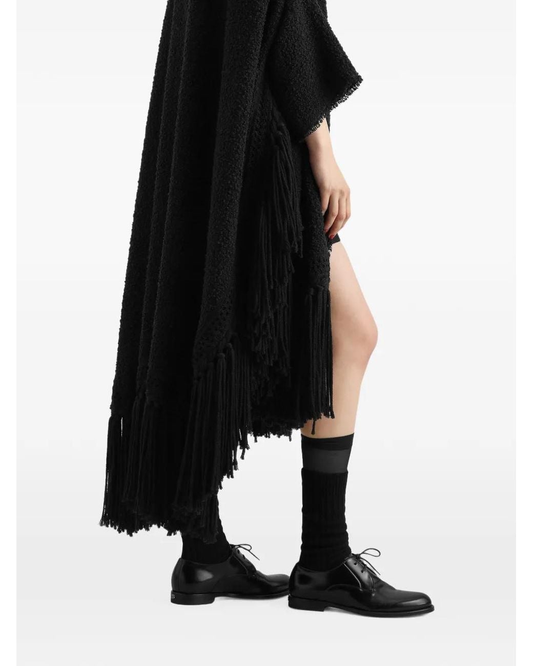 Dolce & Gabbana Black Fringed-Edge Cape