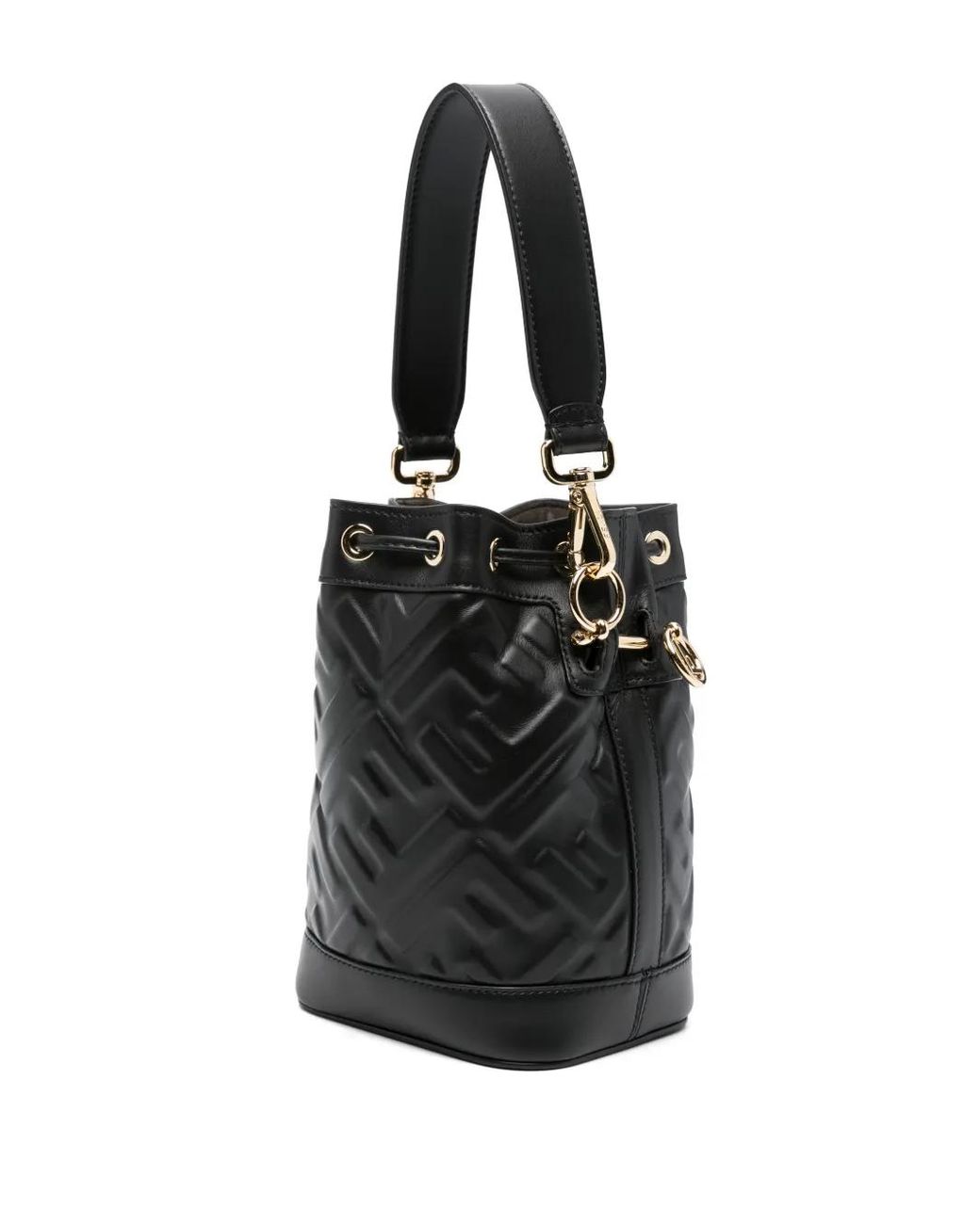 Fendi Black Mini Embossed Bucket Handbag
