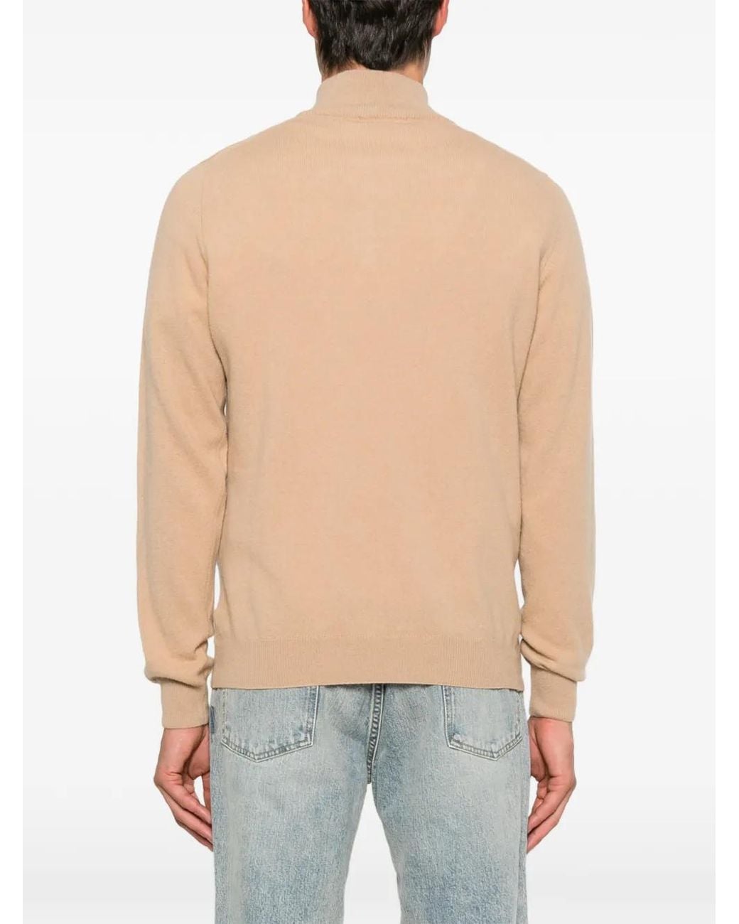 SERGIO MORETTI FIRENZE Natural Half-Zip Sweater for men