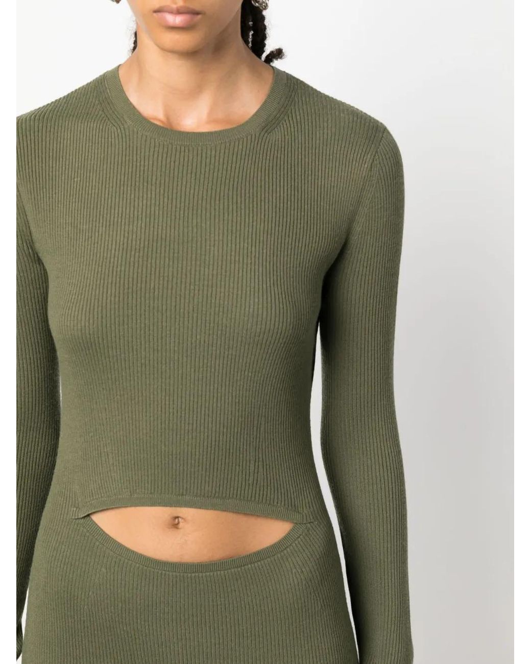DIESEL Green Cut-Out Wool-Blend Dress