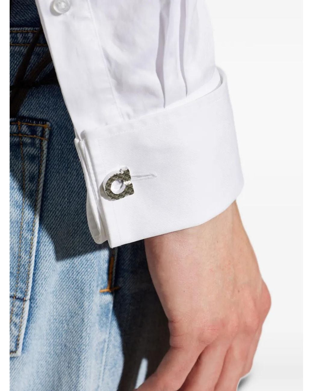 Ferragamo White Gancini Cufflinks for men