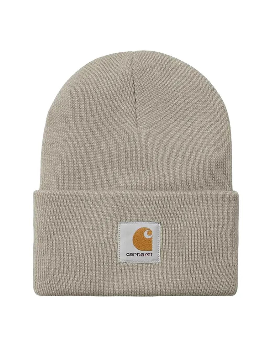 Carhartt Gray Logo-Patch Beanie Hat