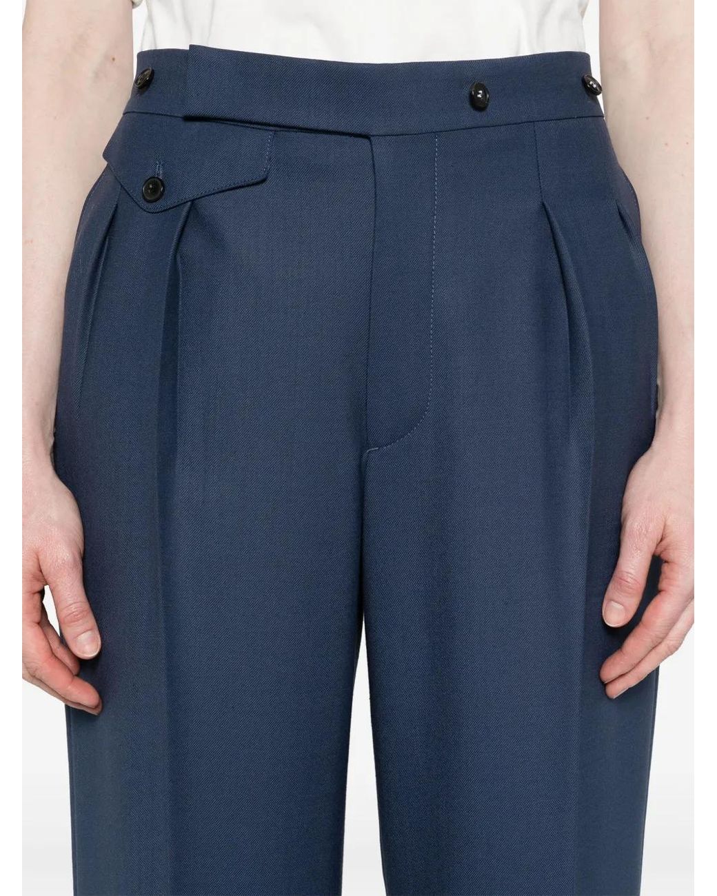 Victoria Beckham Blue Cropped Tailored Trousers