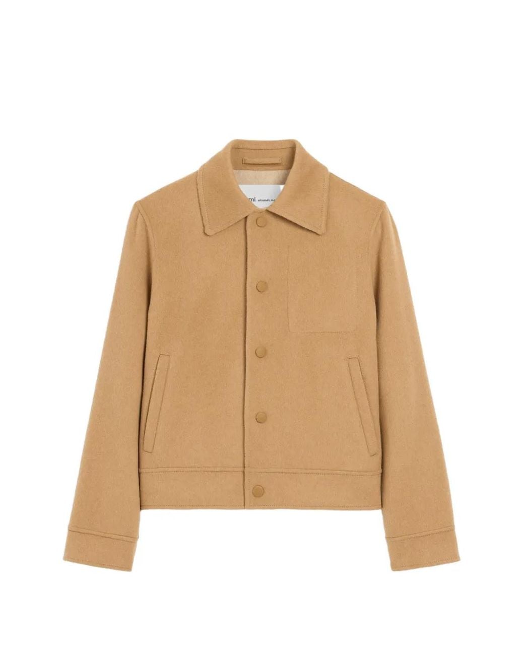 AMI Natural Button-Down Wool And Cashmere Jacket
