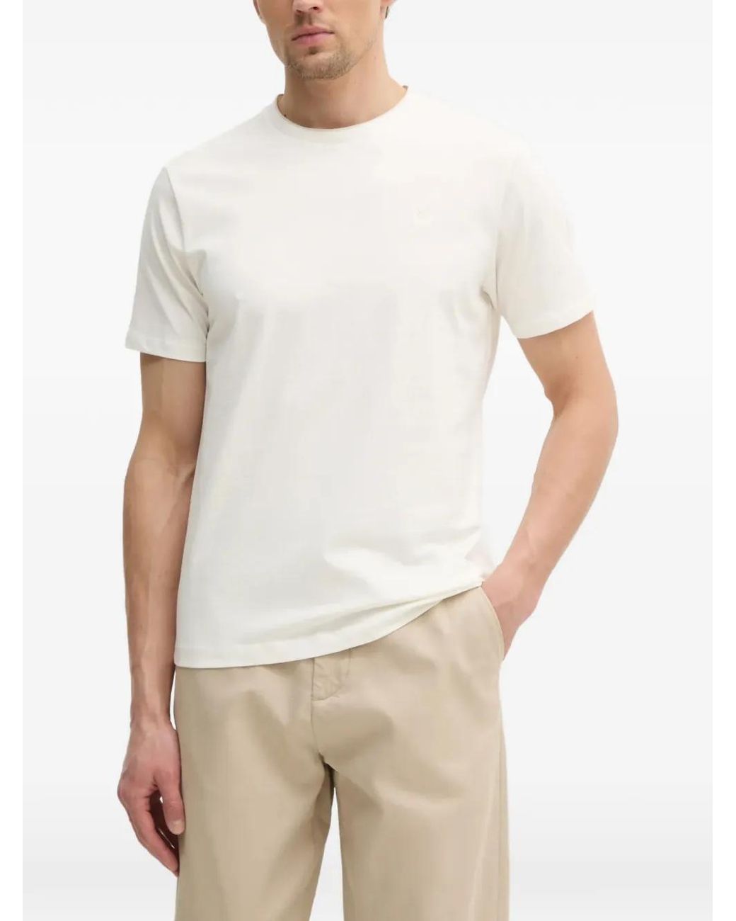 Hackett White T-Shirt À Logo Brodé for men