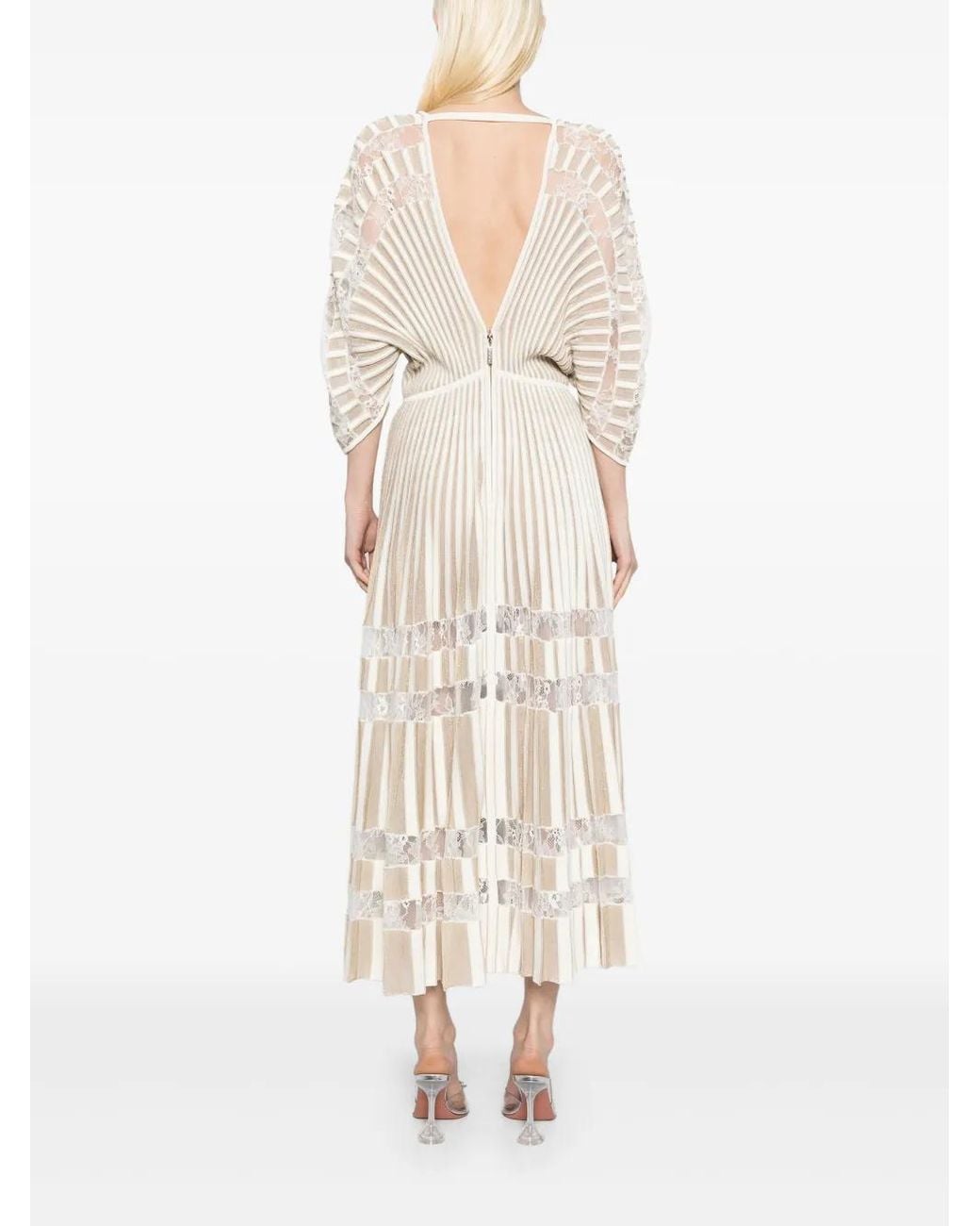 Elie Saab White Knit Midi Dress