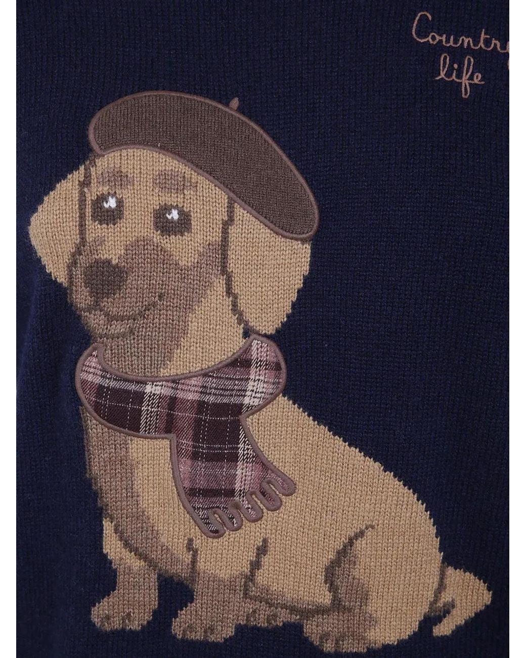 Mc2 Saint Barth Blue Dog-Patch Wool Sweater