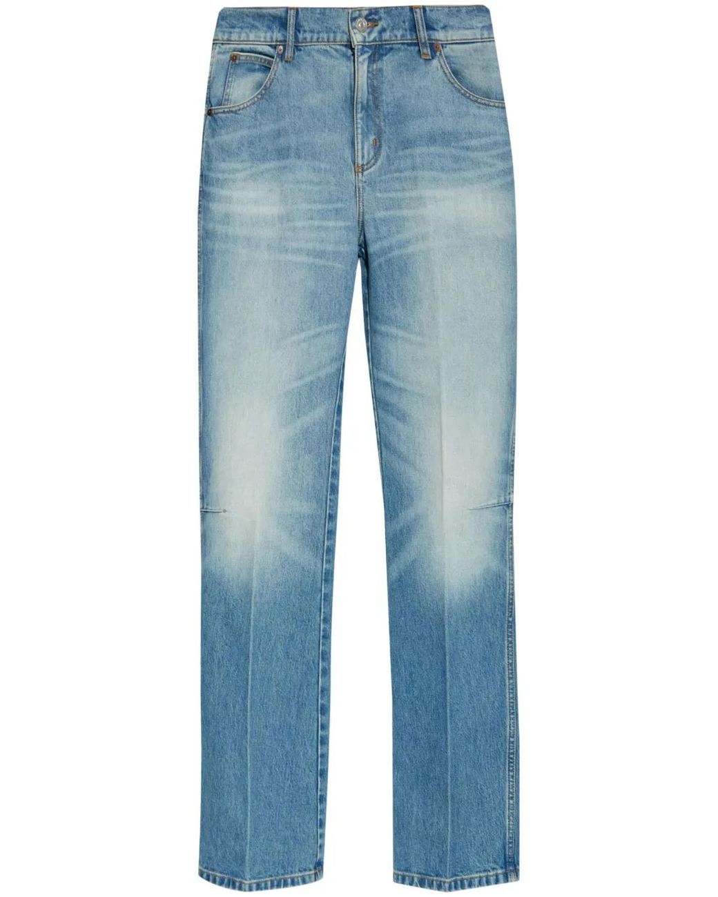 Victoria Beckham Blue High-Rise Straight-Leg Jeans