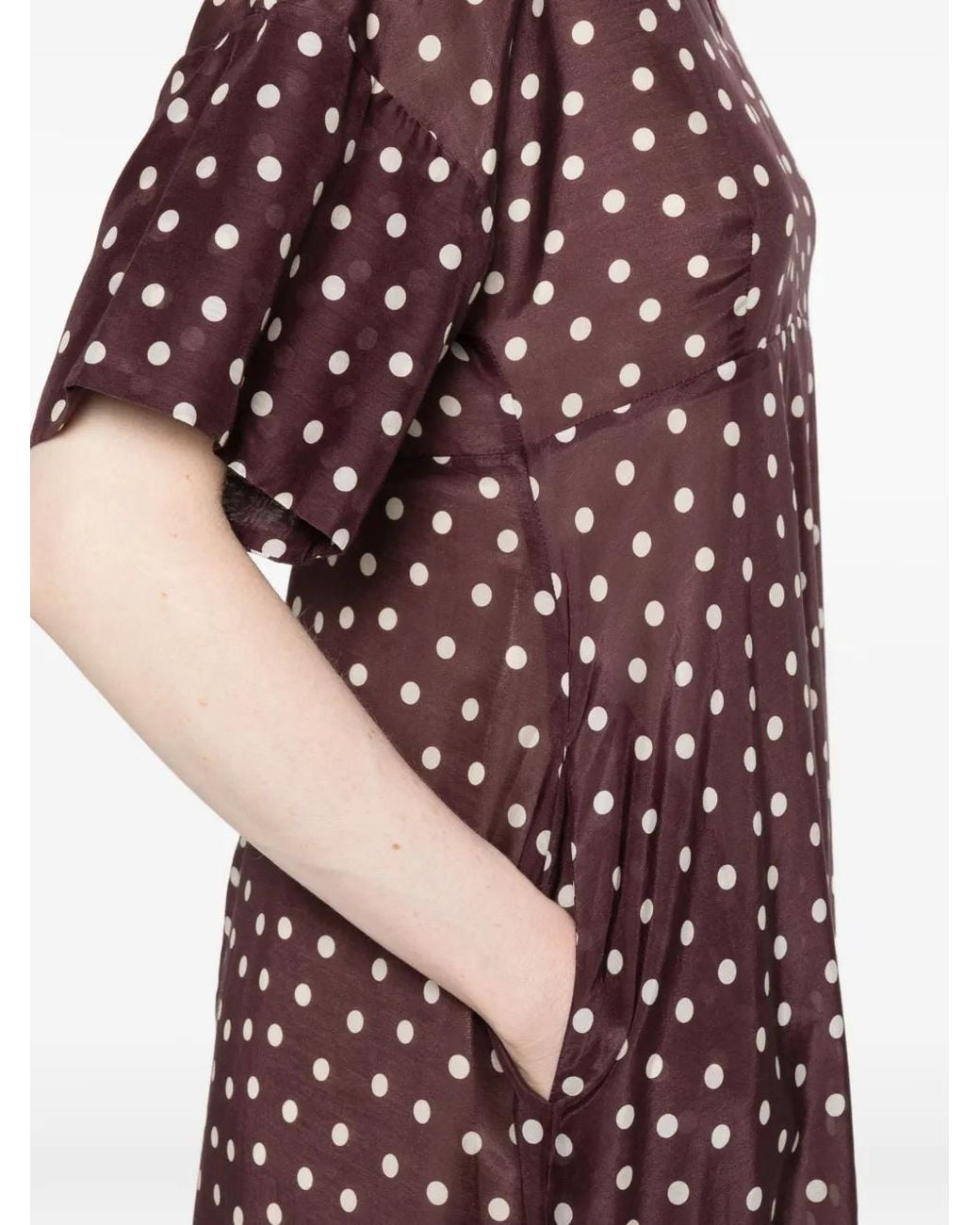 Psophia Purple Polka-Dot V-Neck Midi Dress