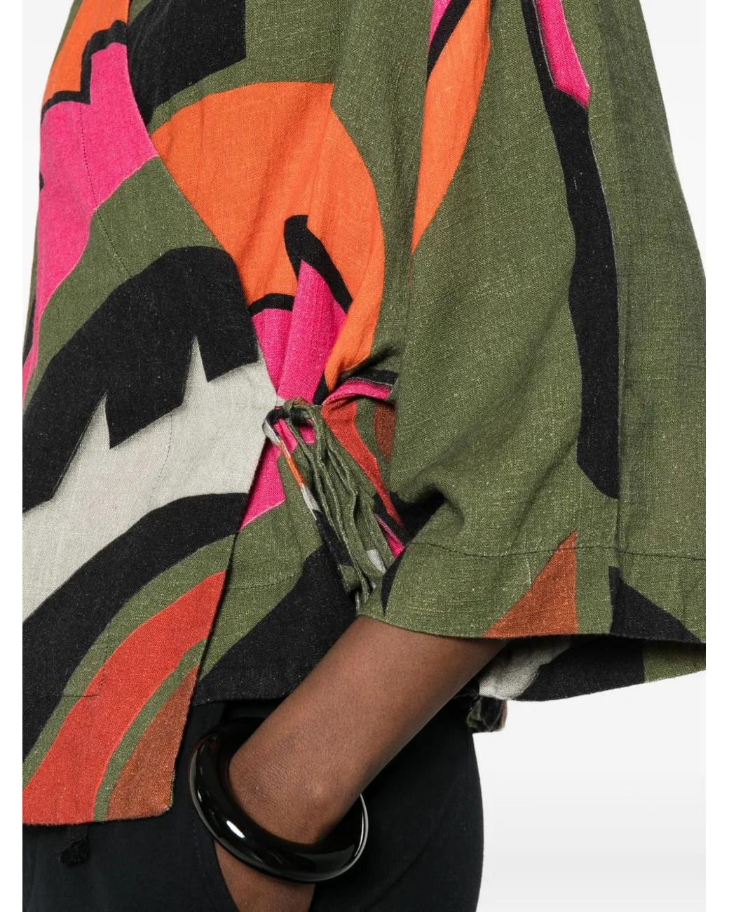 Osklen Red Floral Print Tie Kimono