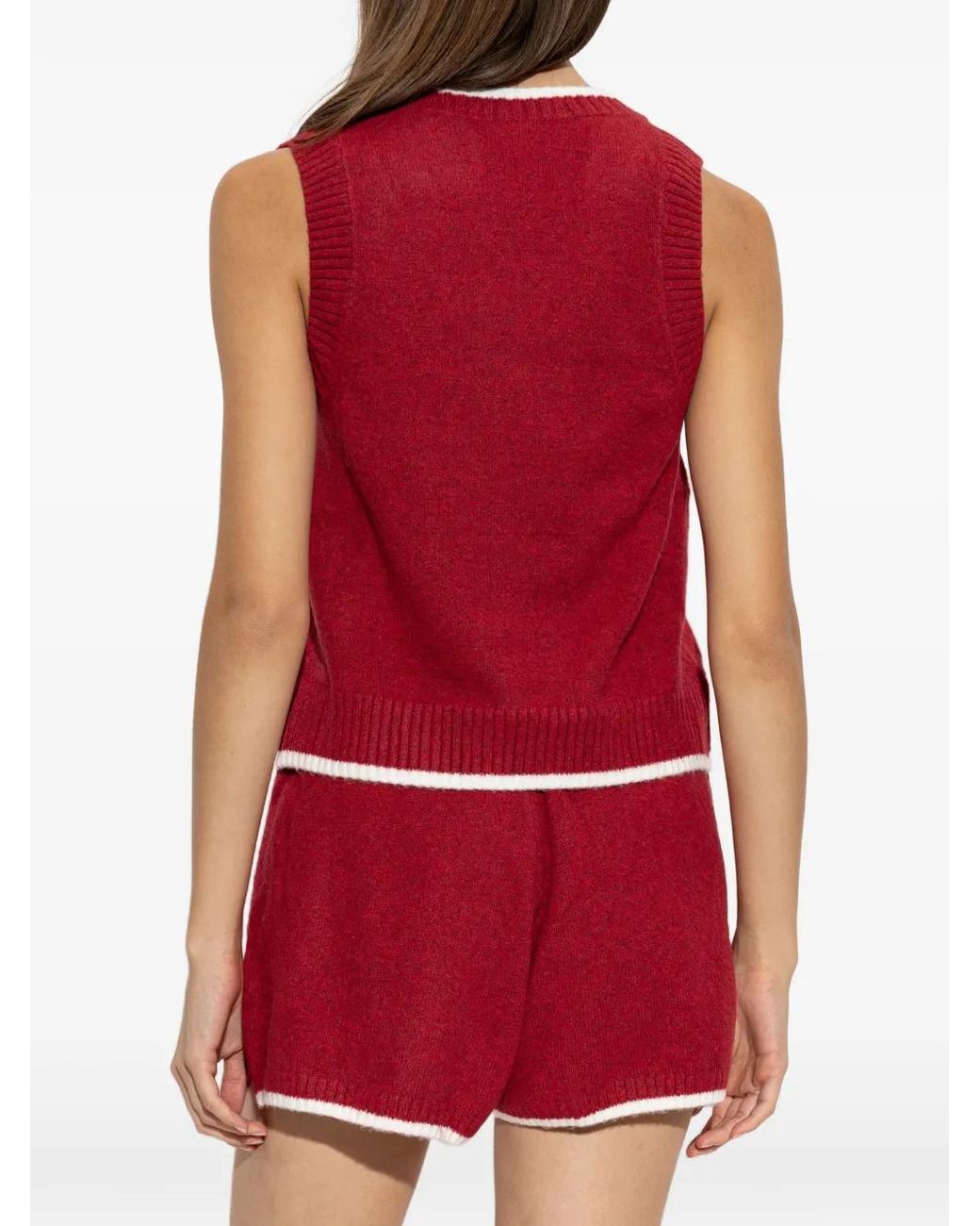 Nike Red Débardeur À Col V Et Logo Brodé