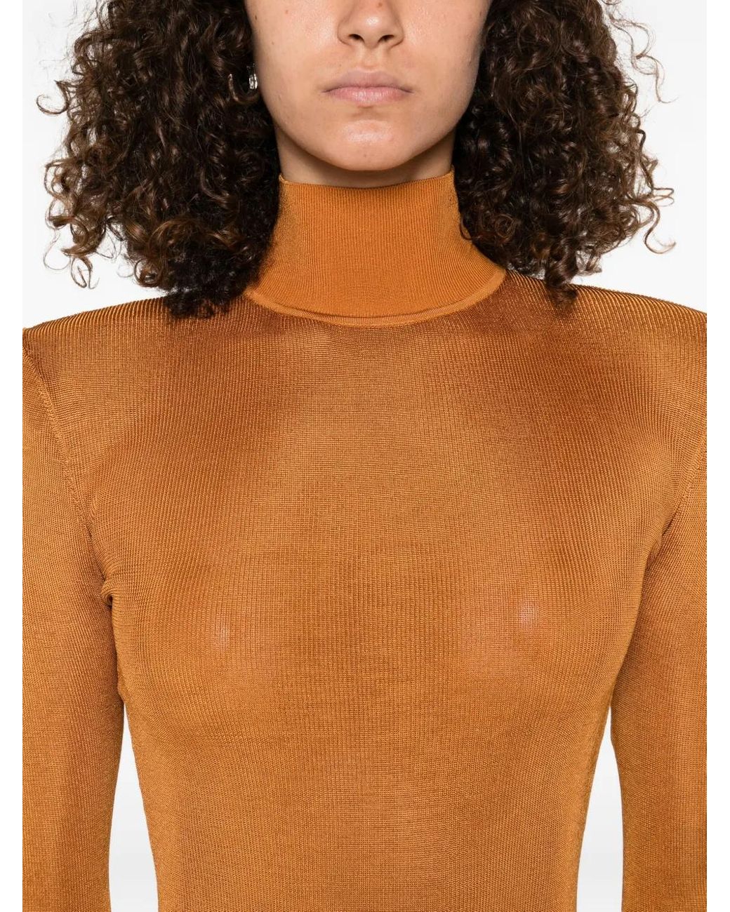 Self-Portrait Orange Viscose Knit Maxi Dress
