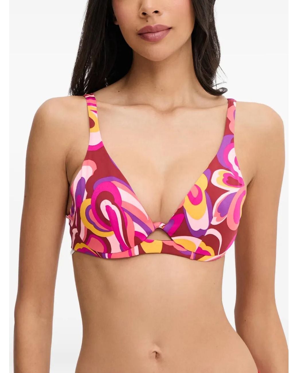 Chantelle Red Vita Abstract-Print Bikini Top