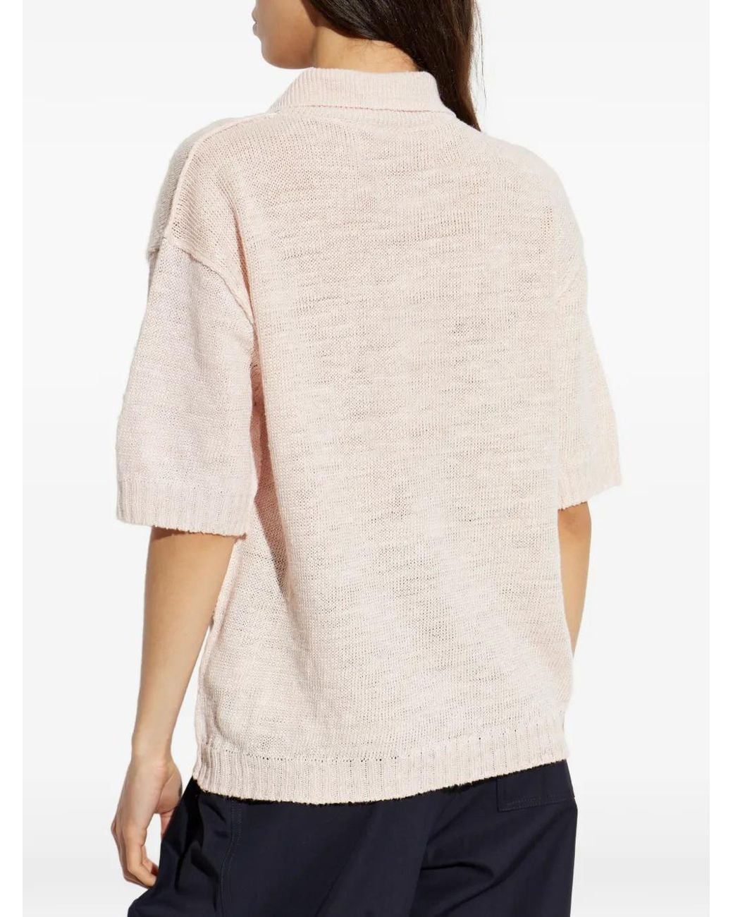 Maison Margiela White Linen Polo Top