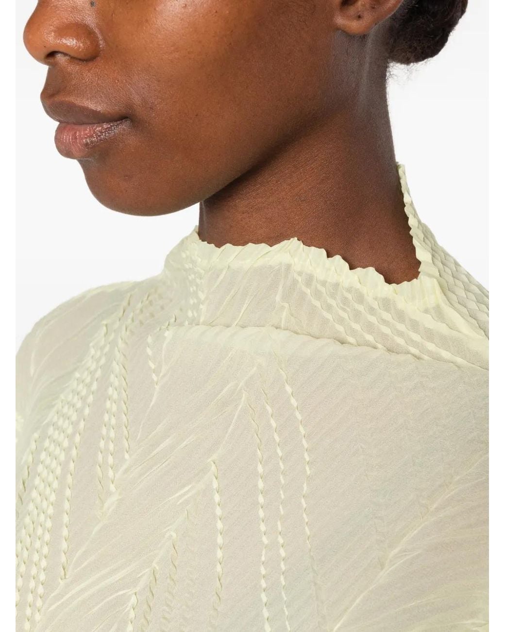 Issey Miyake White Zigzag Pleats Top