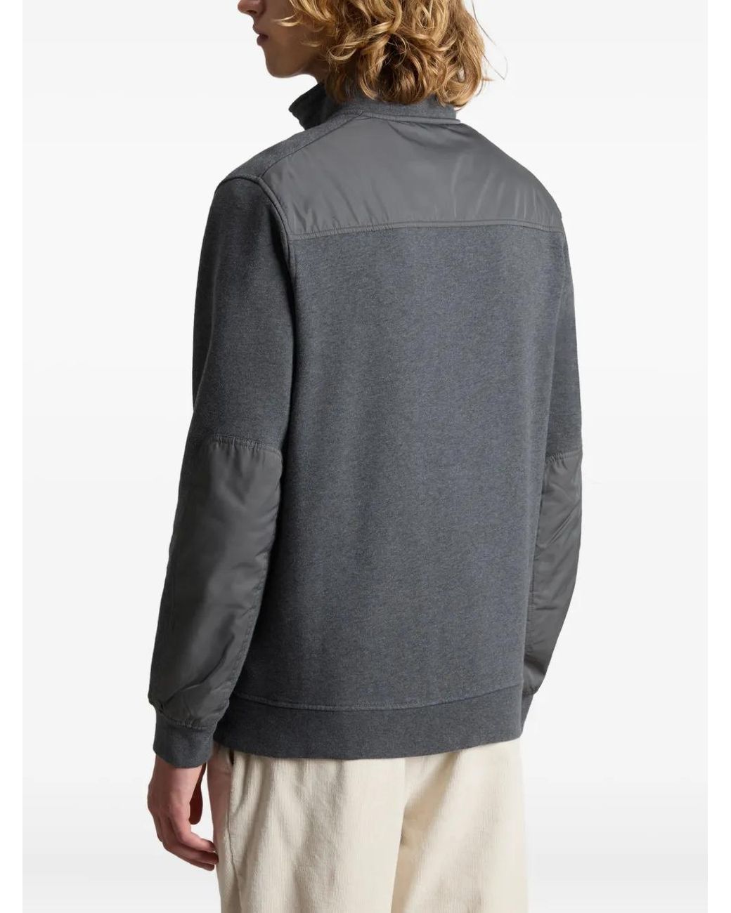 Woolrich Gray Mixmedia Zip Sweatshirt for men