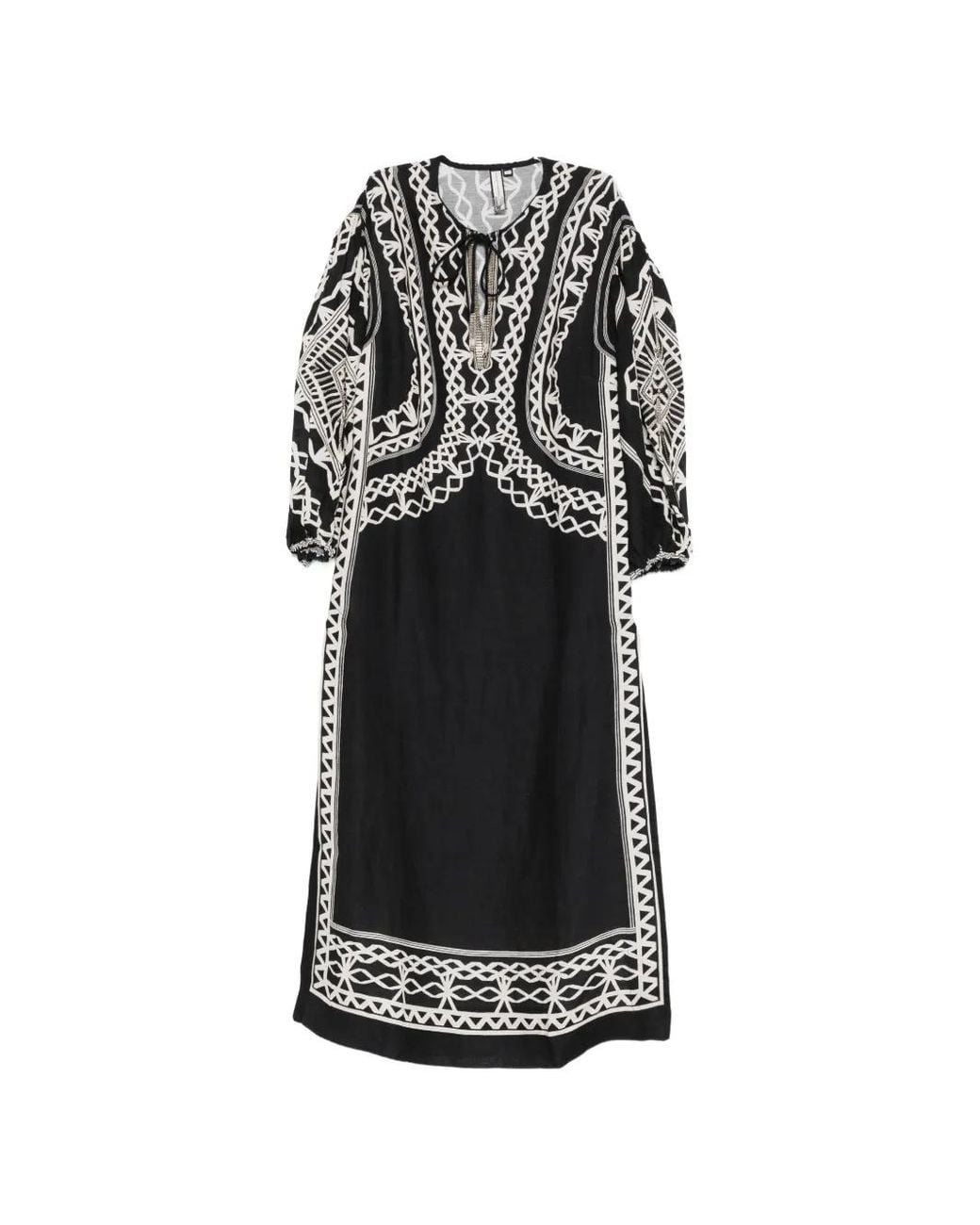 Scarlett Poppies Black Tahara Drawstring-Detail Maxi Dress