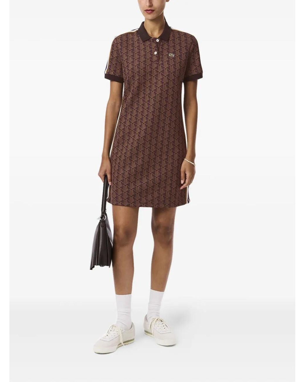 Vestido Estilo Polo Con Motivo Geométrico Lacoste de color Brown