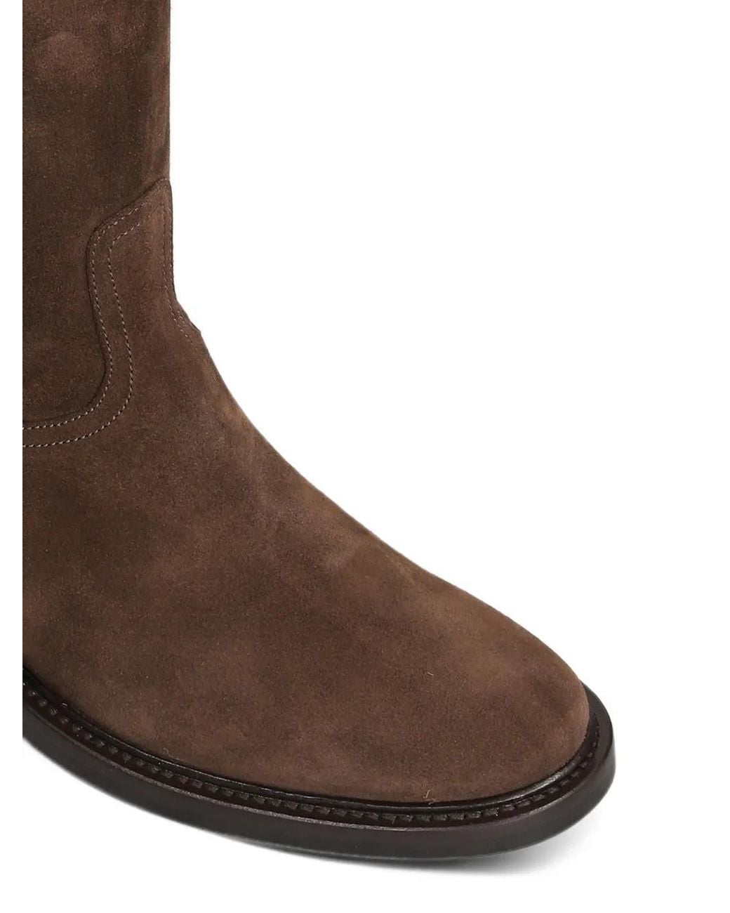 Anna F. Brown Suede Knee-High Boots