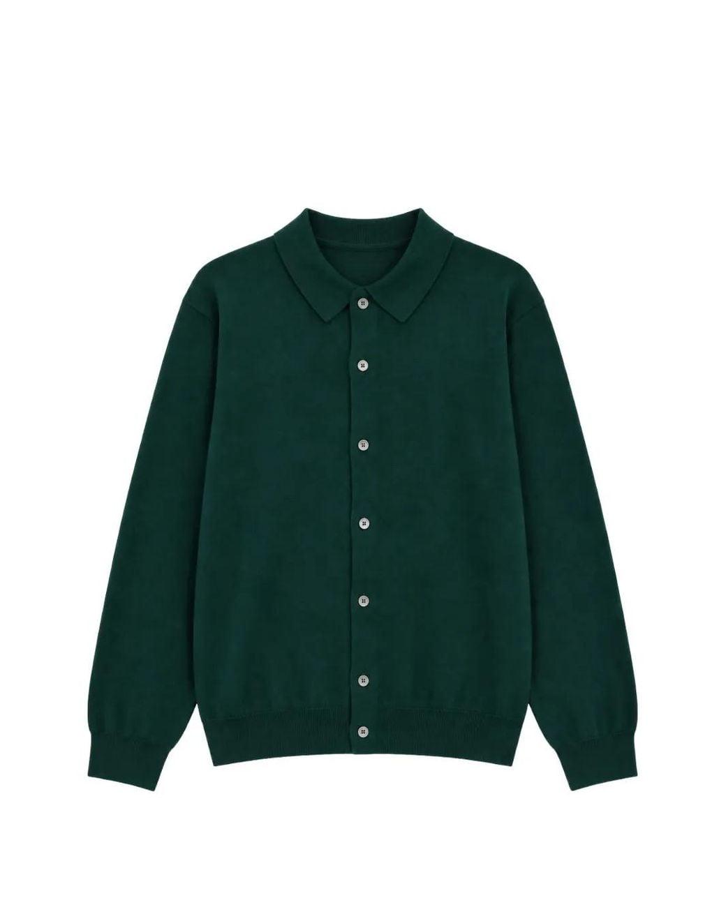 Aspesi Green Button-Down Polo Cardigan for men