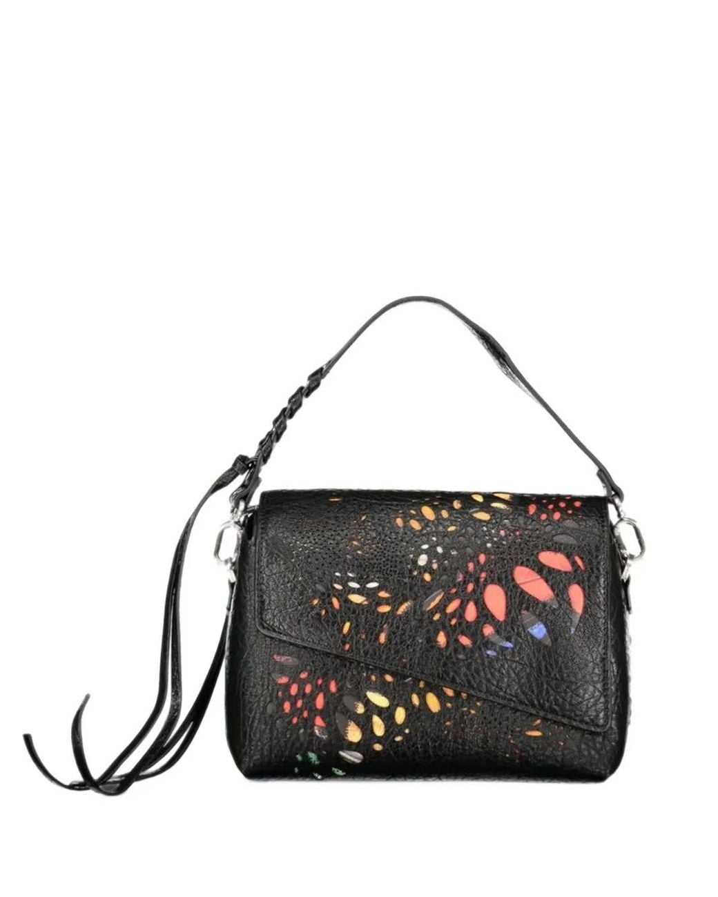 Desigual Black Medium Cut-Out Whipstitch-Trim Tote Bag
