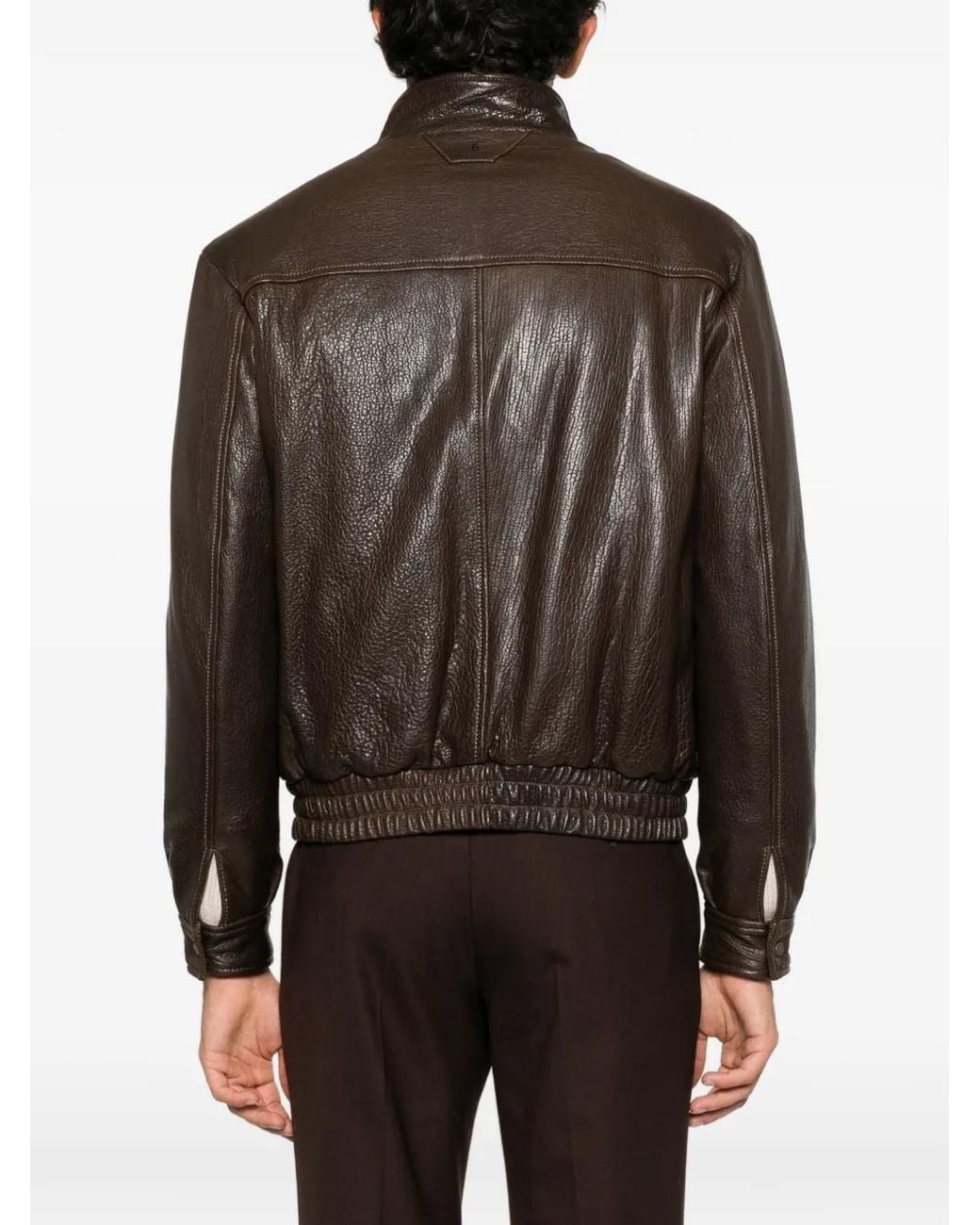 Salvatore Santoro Brown Panelled Leather Jacket for men