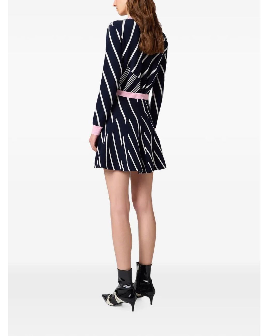 MSGM Blue Diagonal-Stripe Mini Skirt