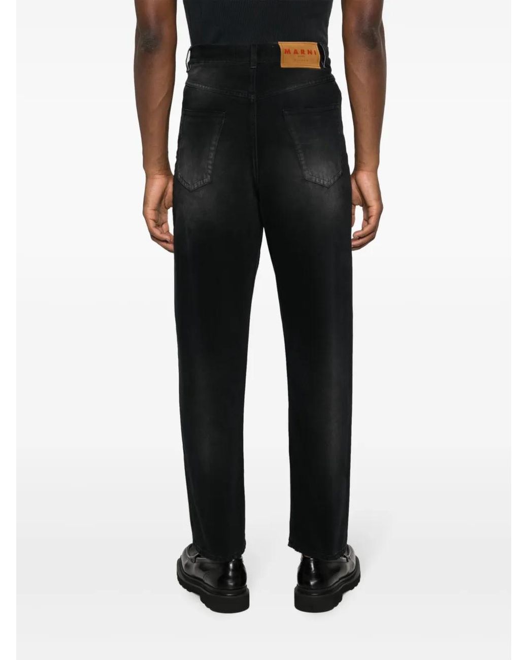 Marni Black Whiskering-effect Straight-leg Jeans for men