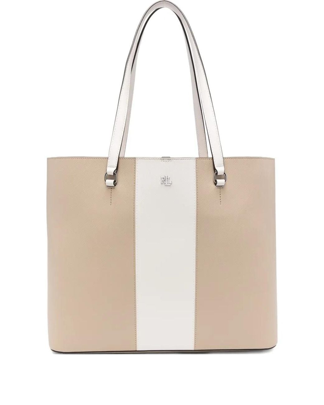 Ralph Lauren Natural Large Karly Panelled Leather Tote Bag