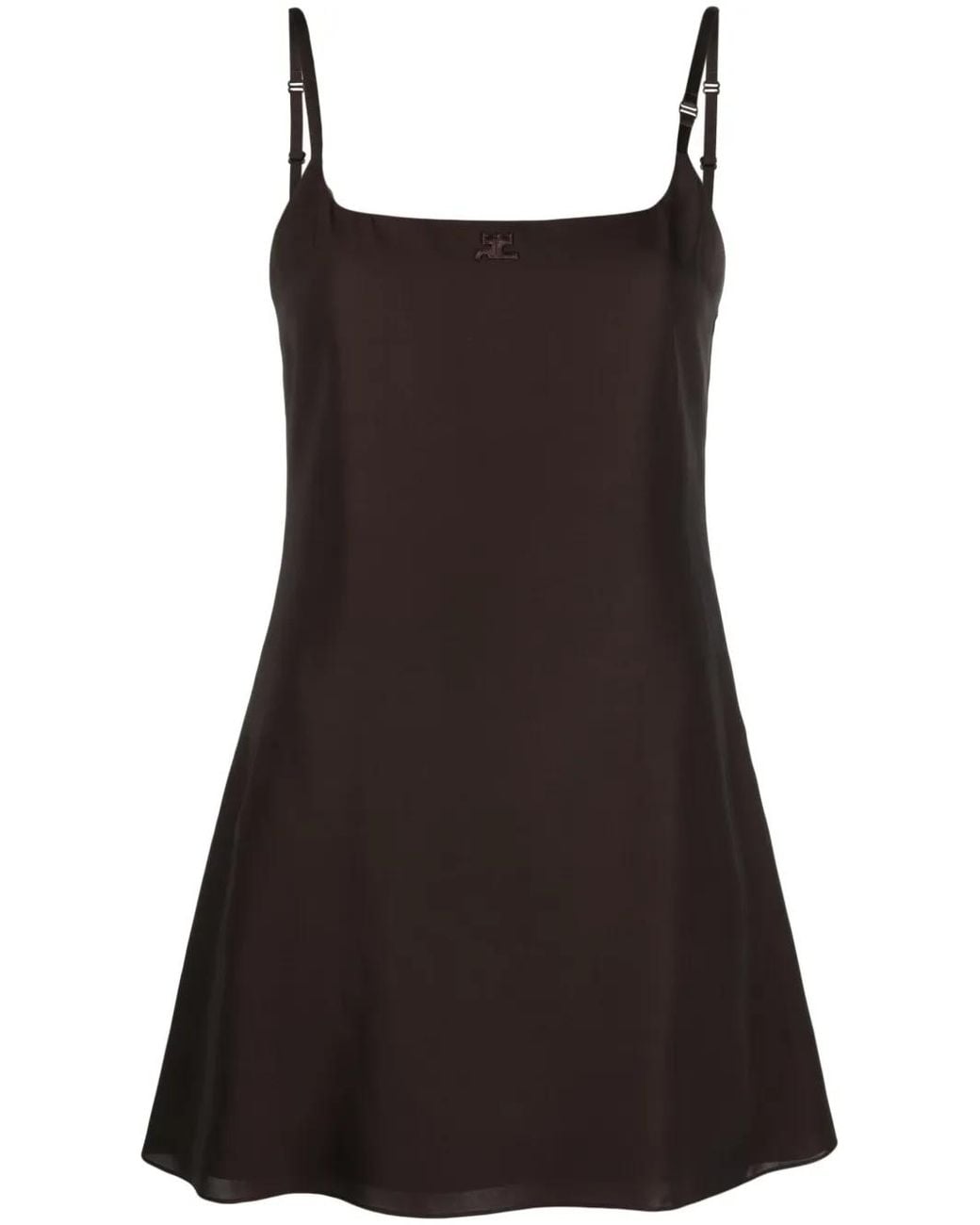 Courreges Black Logo-Embroidered Slip Minidress