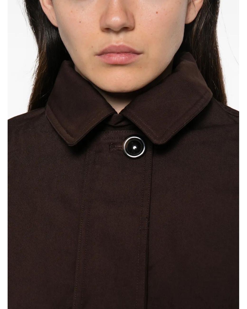 Sessun Brown Leather Effect-Collar Bomber Jacket