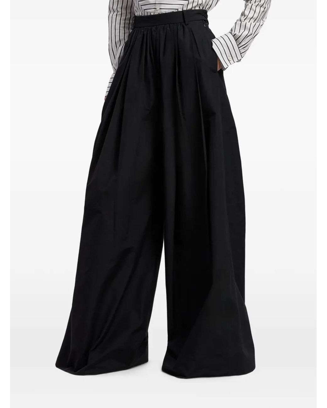 Ralph Lauren Black Vannesa Poplin Pleated Trousers