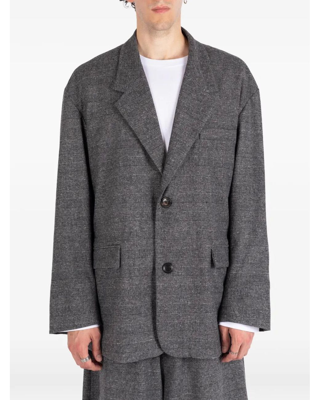 Societe Anonyme Gray Checked Wool Blazer