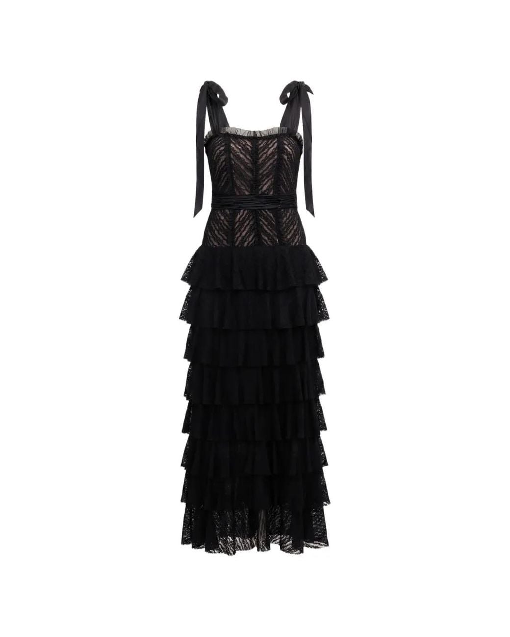 Cinq À Sept Black Sabrina Lace Nini Tiered Maxi Dress