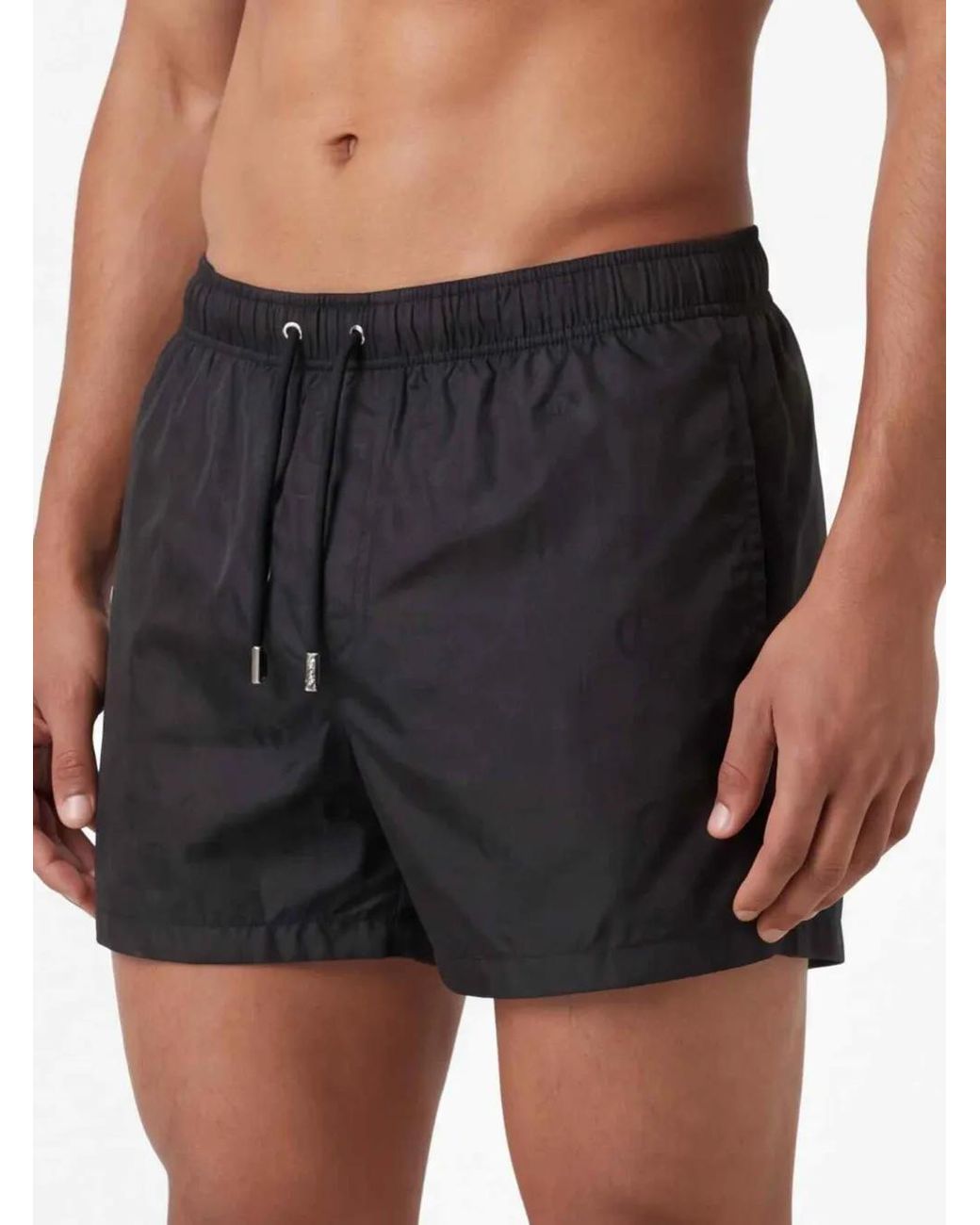 Giorgio Armani Black Monogram Swim Trunks for men