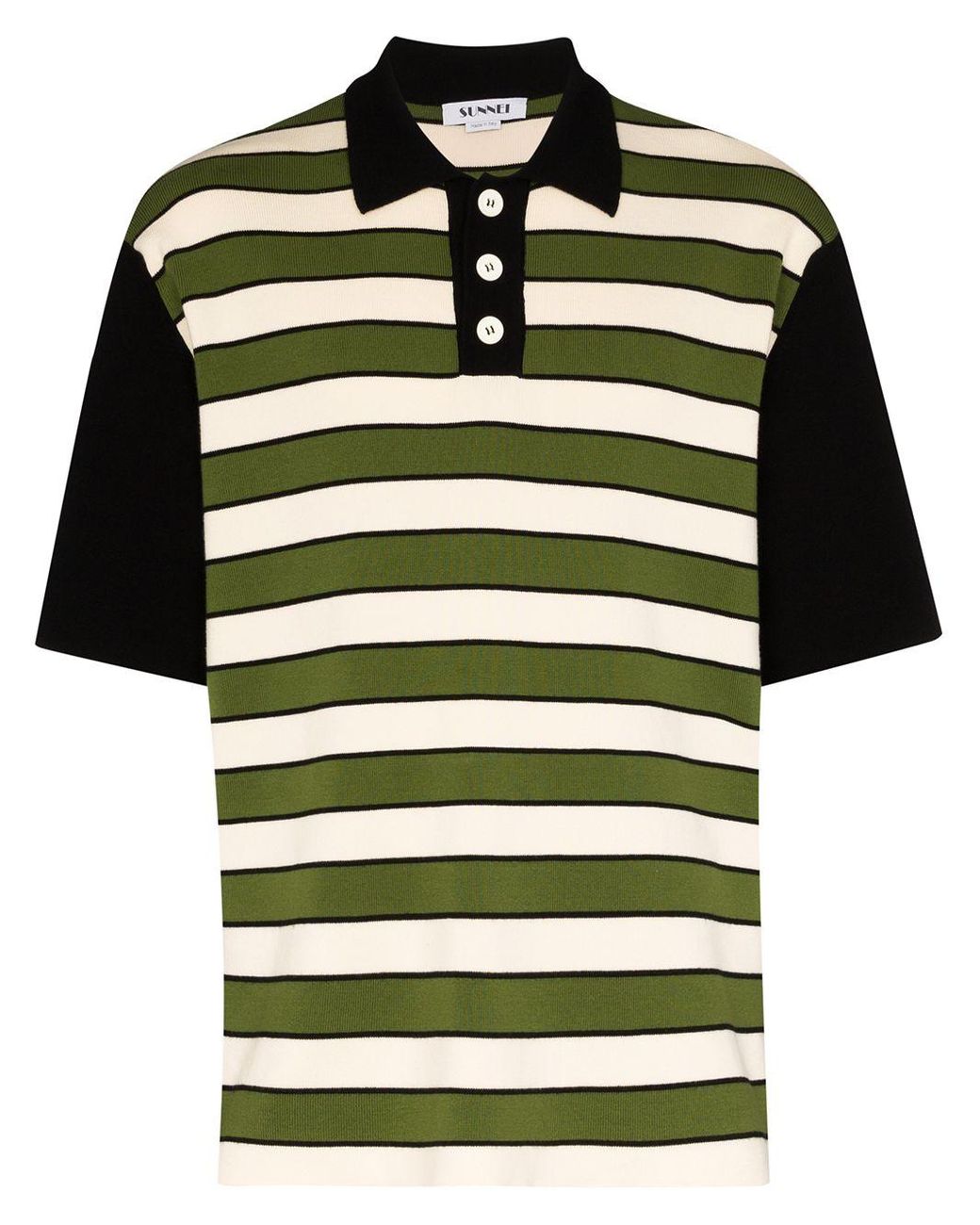 Sunnei Striped Fine-knit Polo Shirt in Green for Men - Lyst