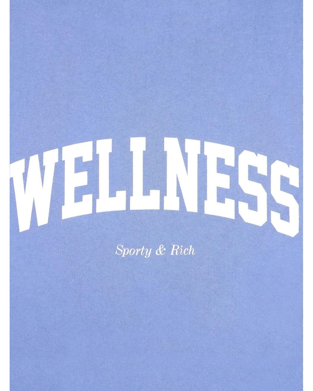 Sporty & Rich Blue Lettering-Print Logo Shorts
