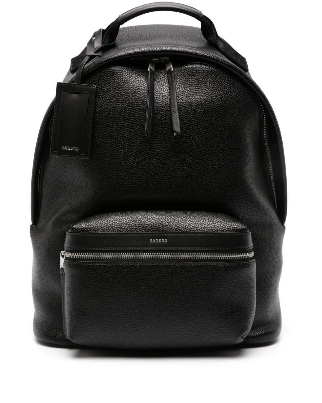 Sandro Black Coated Canvas Backpack for men